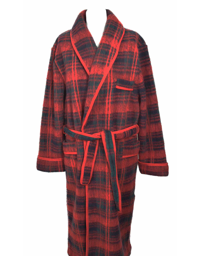 Robe de chambre homme écossais rouge