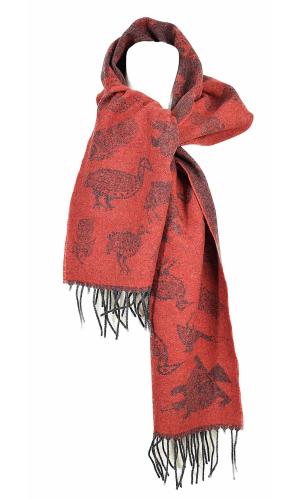 echarpe rouge avec des animaux disponible à bas prix