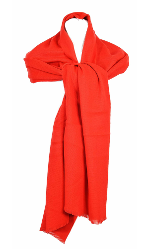 echarpe acrylique rouge avec des franges en stock