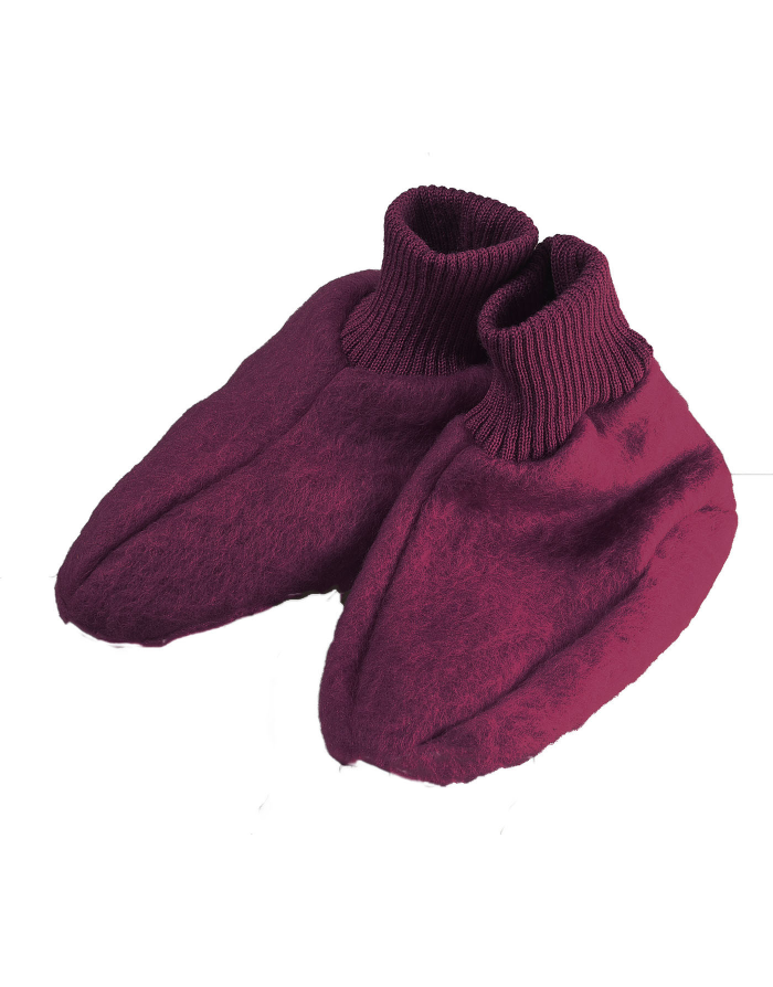 Chaussons laine des Pyrénées framboise