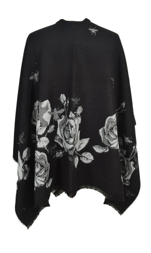 cape poncho fleurs grises en stock cet hiver