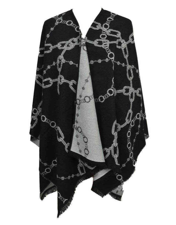 cape reversible acrylique noir en stock cet hiver