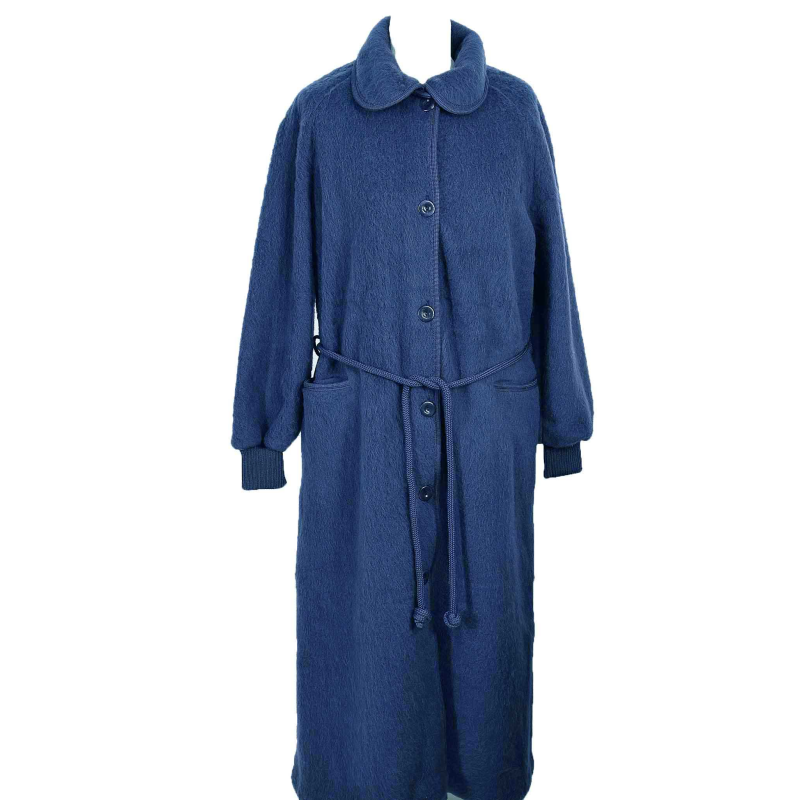 Robe de chambre laine des Pyrénées boutonnée col claudine Océan