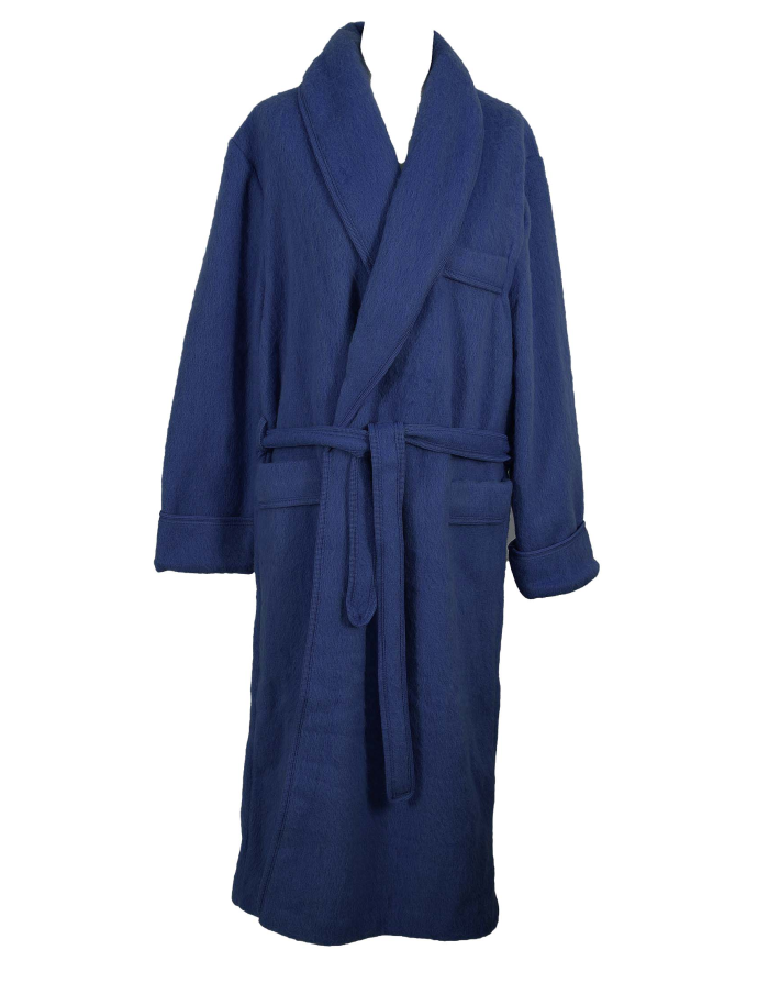 Robe de chambre homme laine des Pyrénées uni océan