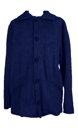 Veste homme laine des Pyrénées col tricot bleu marine
