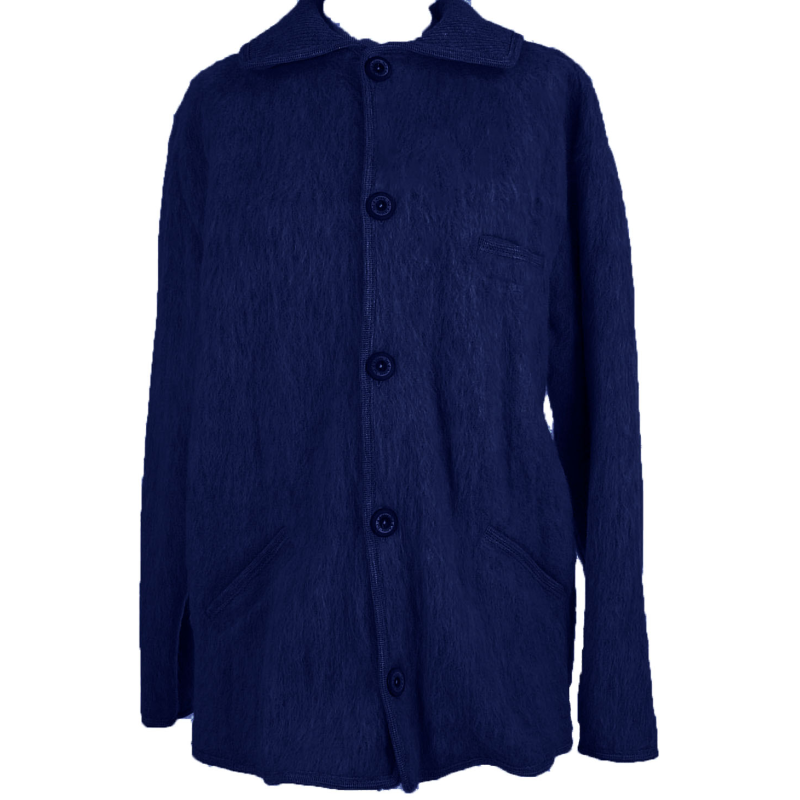 Veste homme laine des Pyrénées col tricot bleu marine