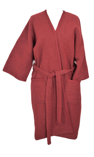 Robe de chambre laine et acrylique rouge