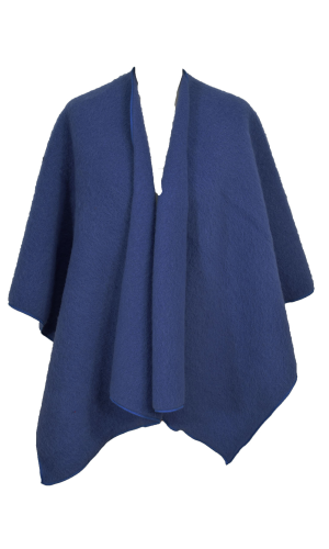 Cape poncho laine des Pyrénées bleu