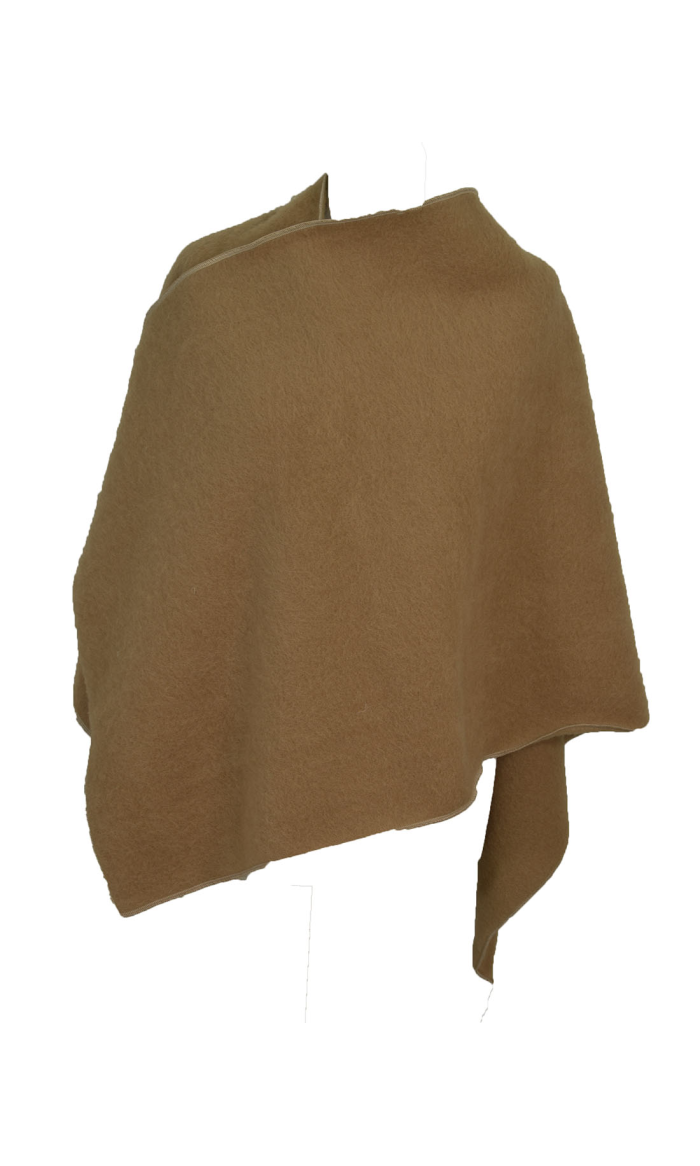 Cape poncho laine des Pyrénées camel