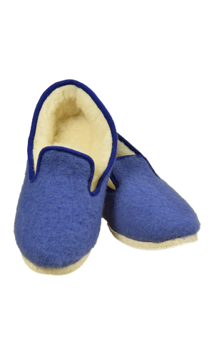 Pantoufles laine bleu