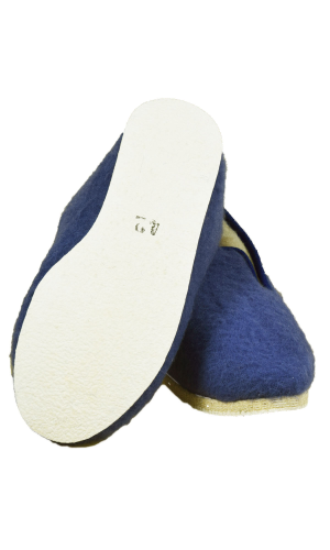 Pantoufles laine bleu