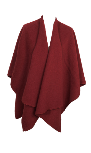 Cape poncho laine des Pyrénées rouge bordeaux