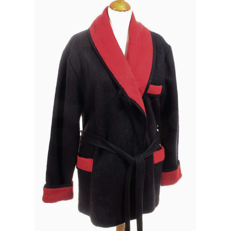 Veston homme laine des Pyrénées uni noir rouge