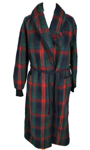 Robe de chambre laine des Pyrénées croisé col châle écossais