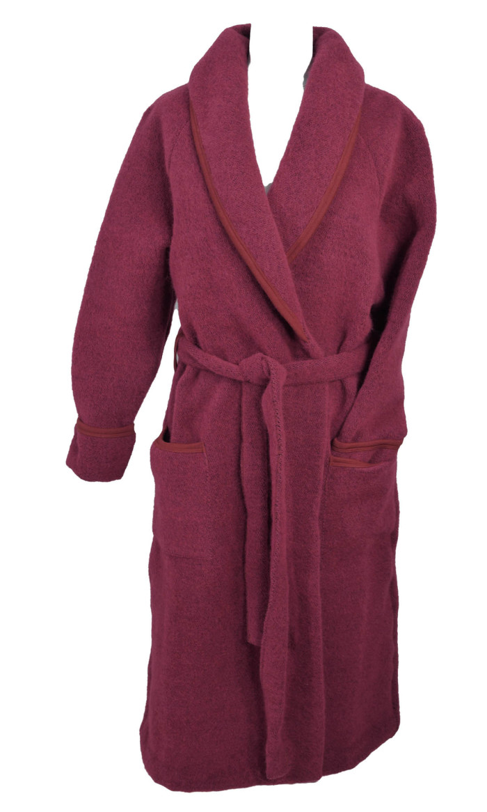 robe de chambre laine et acrylique fuchsia pour femme