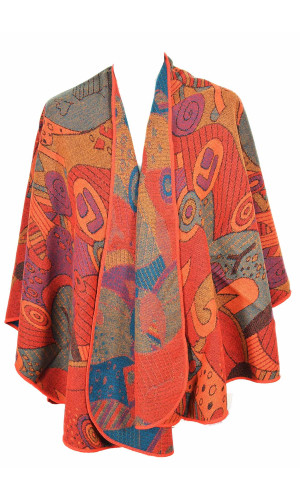 cape poncho fantaisie acrylique rouge en stock