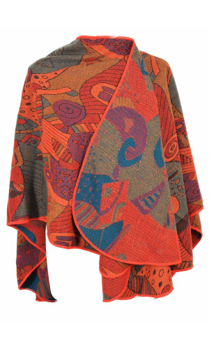 cape poncho fantaisie acrylique rouge en stock