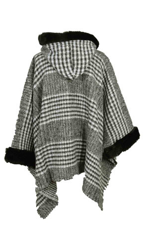 cape poncho pailleté noir et blanc pour femme