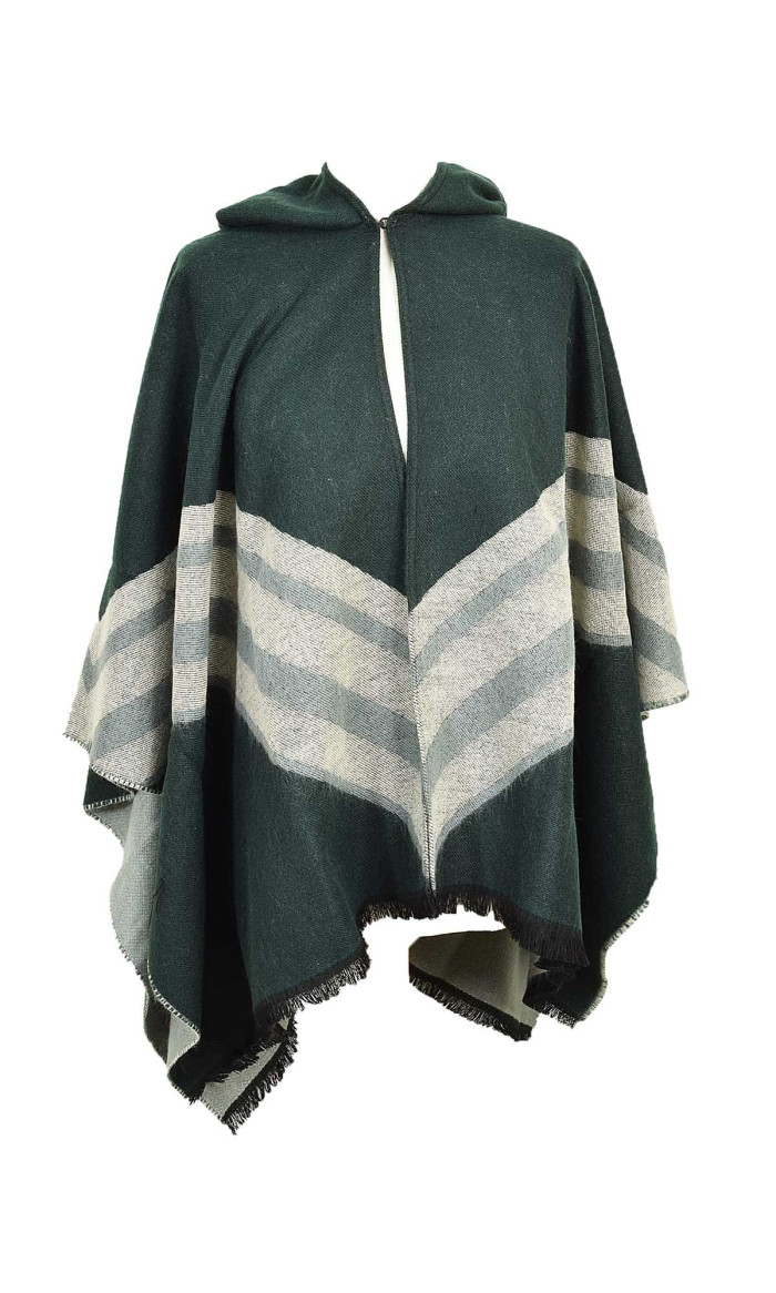 poncho laine et acrylique vert pour femme en stock