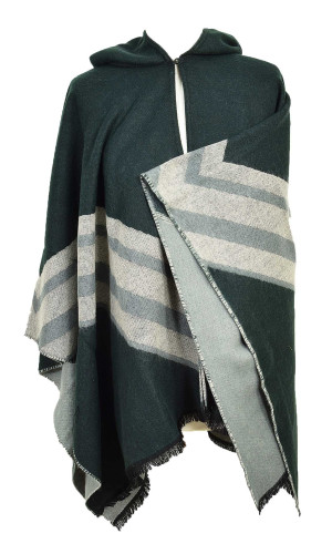 poncho laine et acrylique vert pour femme en stock