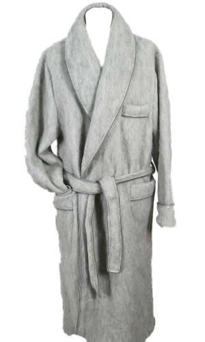 robe de chambre homme laine des Pyrénées gris nuage