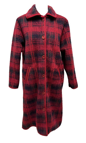 robe de chambre boutonnée ecossais rouge en stock