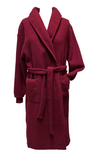 robe de chambre laine bordeaux poignets tricot longueur 110