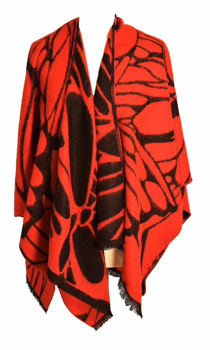 cape reversible rouge et noire pour femme