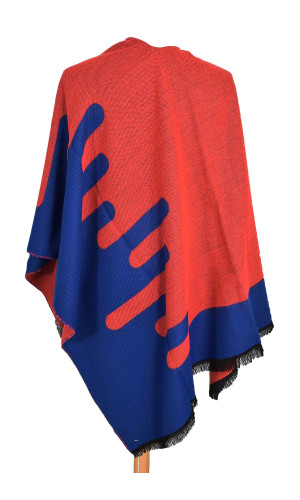 Cape poncho Akita rouge bleu