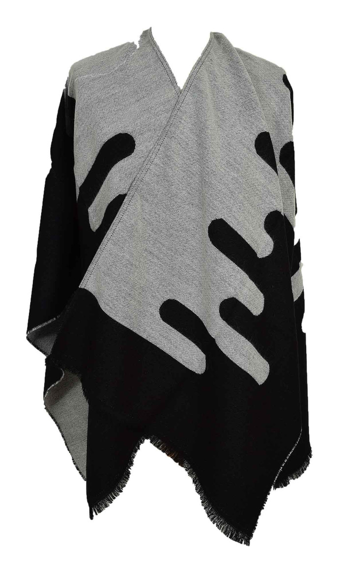 cape poncho grise 100% acrylique en stock