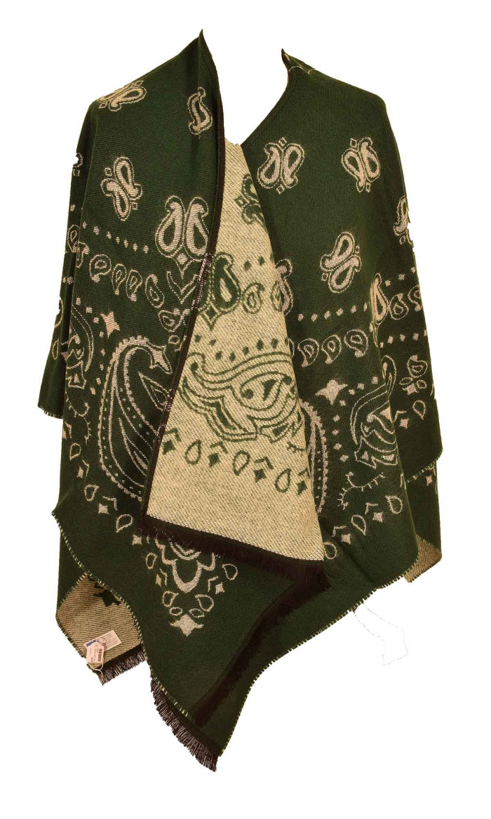 cape poncho bandana vert made in France