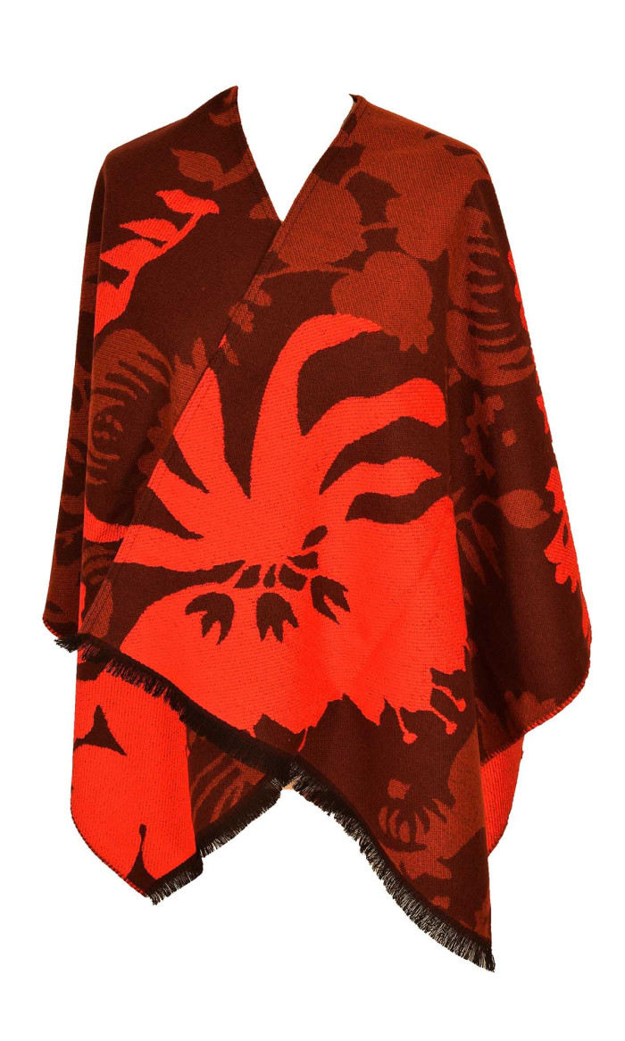 cape poncho acrylique rouge fabriquée en France