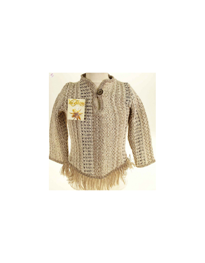 pull poncho à franges pour enfant laine des Pyrénées pas cher